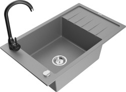 MEXEN/S - Elias granitový dřez s odkapávačem včetně baterie Telma, šedá (6511-71-670200-70)