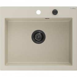 MEXEN/S - Elix granitový dřez 1-miska 600 x 500 mm, béžový, sifon czarn (6525601005-69-B)