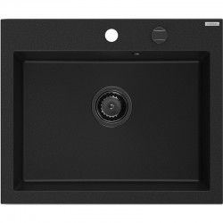 MEXEN/S - Elix granitový dřez 1-miska 600 x 500 mm, černá, sifon černá (6525601005-77-B)