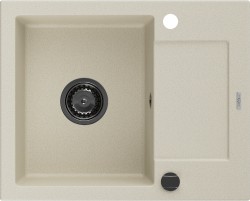 MEXEN/S - Enzo granitový dřez 1 s odkapávačem 576 x 465 mm, béžová, + černý sifon (6506571005-69-B)