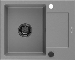 MEXEN/S - Enzo granitový dřez 1 s odkapávačem 576 x 465 mm, šedá, + sifon grafit (6506571005-71-B)