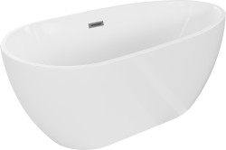 MEXEN/S - Eos volně stojící vana 150 x 75, bílá, sifon a přepad grafit kartáčovaná (52471507500-66)