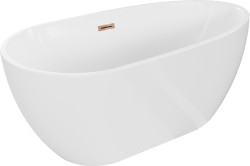 MEXEN/S - Eos volně stojící vana 170 x 75, bílá, sifon a přepad růžové zlato (52471707500-60)