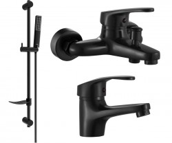 MEXEN/S - Erica DF72 Set umyvadlové a vanové baterie s příslušenstvím, černá (746403DF72-70)
