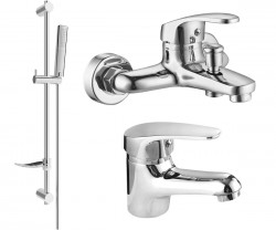 MEXEN/S - Erica DF72 Set umyvadlové a vanové baterie s příslušenstvím, chrom (746403DF72-00)