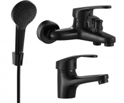 MEXEN/S - Erica R05 Set umyvadlové a vanové baterie s příslušenstvím, černá (746403R05-70)