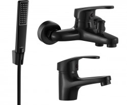 MEXEN/S - Erica R72 Set umyvadlové a vanové baterie s příslušenstvím, černá (746403R72-70)