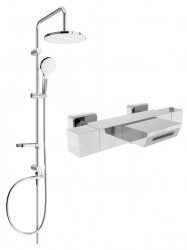 MEXEN/S - Erik sprchový sloup včetně vanové termostatické baterie Cube, chrom (77360205-00)