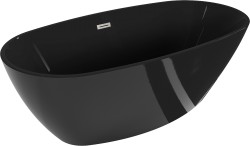 MEXEN/S - Eris volně stojící vana 170 x 80, černá, sifon a přepad nikl kartáčovaná (53441708070-97)