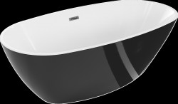 MEXEN/S - Eris volně stojící vana 180 x 95, bílá/černá, sifon a přepad grafit metal (53441809575-95)