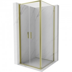 MEXEN/S - Exo sprchový kout dveře křídlové 70 x 70, transparent, zlato (814-070-070-50-00)
