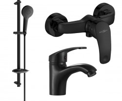 MEXEN/S - Fabia DB05 Set umyvadlové a sprchové baterie s příslušenstvím, černá (746504DB05-70)