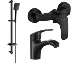 MEXEN/S - Fabia DB62  SET umyvadlová baterie + sprchová s příslušenstvím, černá (746504DB62-70)