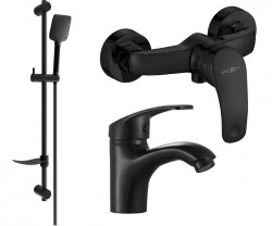 MEXEN/S - Fabia DF62  SET umyvadlová baterie + sprchová s příslušenstvím, černá (746504DF62-70)