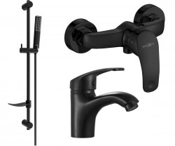 MEXEN/S - Fabia DF72 Set umyvadlové a sprchové baterie s příslušenstvím, černá (746504DF72-70)