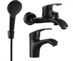 MEXEN/S - Fabia R05 Set umyvadlové a vanové baterie s příslušenstvím, černá (746503R05-70)