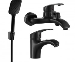 MEXEN/S - Fabia R62 Set umyvadlové a vanové baterie s příslušenstvím, černá (746503R62-70)