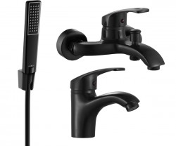 MEXEN/S - Fabia R72 Set umyvadlové a vanové baterie s příslušenstvím, černá (746503R72-70)