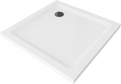 MEXEN/S - Flat sprchová vanička čtvercová slim 100 x 100, bílá + černý sifon (40101010B)