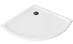 MEXEN/S - Flat sprchová vanička čtvrtkruhová slim 100 x 100, bílá + černý sifon (41101010B)