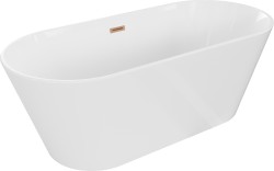 MEXEN/S - Flavia vana volně stojící 160 x 75, bílá, sifon a přepad měď kartáčovaná (54031608000-65)