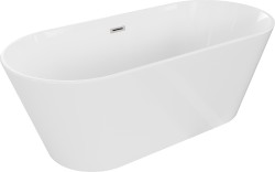 MEXEN/S - Flavia vana volně stojící 160 x 75, bílá, sifon a přepad nikl kartáčovaná (54031608000-97)