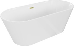 MEXEN/S - Flavia vana volně stojící 160 x 75, bílá, sifon a přepad zlatá kartáčovaná (54031608000-55)