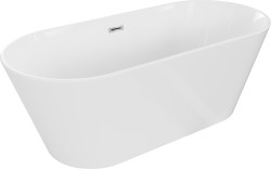 MEXEN/S - Flavia volně stojící vana 160 x 75, bílá, sifon a přepad chrom (54031608000-01)