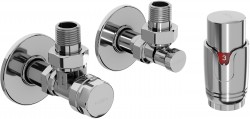 MEXEN/S - G00 úhlová termostatická souprava pro radiátor + krycí rozeta R, chrom (W901-900-904-01)