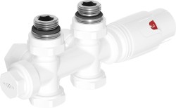 MEXEN/S - G00 úhlová termostatická souprava pro radiátor/středová, Duplex, DN50, bílá (W908-900-20)