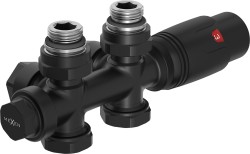 MEXEN/S - G00 úhlová termostatická souprava pro radiátor/středová, Duplex, DN50, černá (W908-900-70)