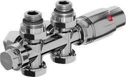 MEXEN/S - G00 úhlová termostatická souprava pro radiátor/středová, Duplex, DN50, chrom (W908-900-01)
