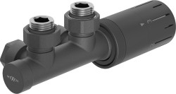 MEXEN/S - G05 úhlová termostatická souprava pro radiátor, Duplex, DN50, antracit (W907-958-66)