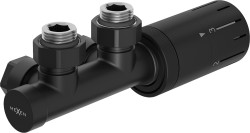 MEXEN/S - G05 úhlová termostatická souprava pro radiátor, Duplex, DN50, černá (W907-958-70)