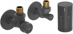 MEXEN/S - G05 úhlová termostatická souprava pro radiátor + krycí rozeta R, antracit (W901-958-904-66)