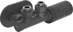 MEXEN/S - G05 úhlová termostatická souprava pro radiátor + krycí rozeta R, Duplex, DN50, antracit (W907-958-905-66)