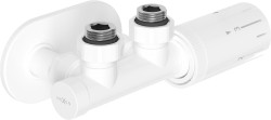 MEXEN/S - G05 úhlová termostatická souprava pro radiátor + krycí rozeta R, Duplex, DN50, bílá (W907-958-905-20)