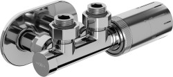 MEXEN/S - G05 úhlová termostatická souprava pro radiátor + krycí rozeta R, Duplex, DN50, chrom (W907-958-905-01)