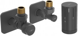 MEXEN/S - G05 úhlová termostatická souprava pro radiátor + krycí rozeta S, antracit (W901-958-909-66)
