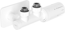 MEXEN/S - G05 úhlová termostatická souprava pro radiátor + krycí rozeta S, Duplex, DN50, bílá (W907-958-910-20)