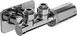 MEXEN/S - G05 úhlová termostatická souprava pro radiátor + krycí rozeta S, Duplex, DN50, chrom (W907-958-910-01)