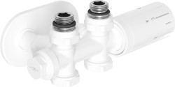 MEXEN/S - G05 úhlová termostatická souprava pro radiátor/středová + krycí rozeta R, Duplex, DN50, bílá (W908-958-905-20)