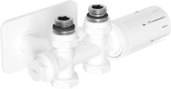 MEXEN/S - G05 úhlová termostatická souprava pro radiátor/středová + krycí rozeta S, Duplex, DN50, bílá (W908-958-910-20)