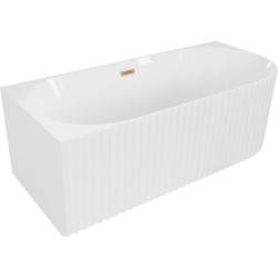 MEXEN/S - Gia volně stojící rohová vana reliéf levá 170 x 80, bílá lesk, sifon a přepad měď kartáčovaná (52701708000L-65)