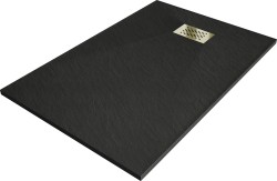 MEXEN/S - Hugo sprchová vanička SMC 100x80, černá, krytka zlatá (42708010-G)