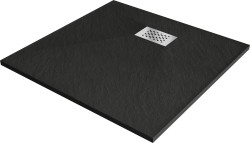 MEXEN/S - Hugo sprchová vanička SMC 70 x 70, černá, krytka nerez (42707070-X)