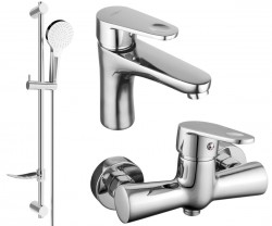 MEXEN/S - Kama DF05 SET umyvadlová baterie + sprchová s příslušenstvím , chrom (72504DF05-00)