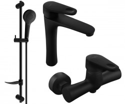 MEXEN/S - Kama DF05 Set umyvadlové a sprchové baterie s příslušenstvím, černá (72514DF05-70)