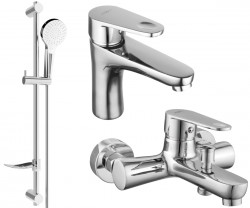 MEXEN/S - Kama DF05 Set umyvadlové a vanové baterie s příslušenstvím, chrom (72503DF05-00)