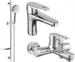 MEXEN/S - Kama DF75 Set umyvadlové a vanové baterie s příslušenstvím, chrom (72503DF75-00)